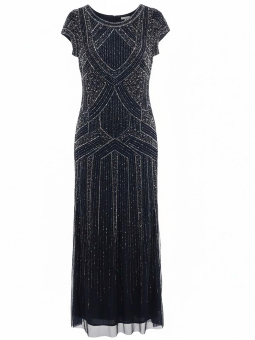Adrianna Papell Navy Beaded Cap-Sleeve Maxi Dress MRSP $ 369 Size 18W NWT